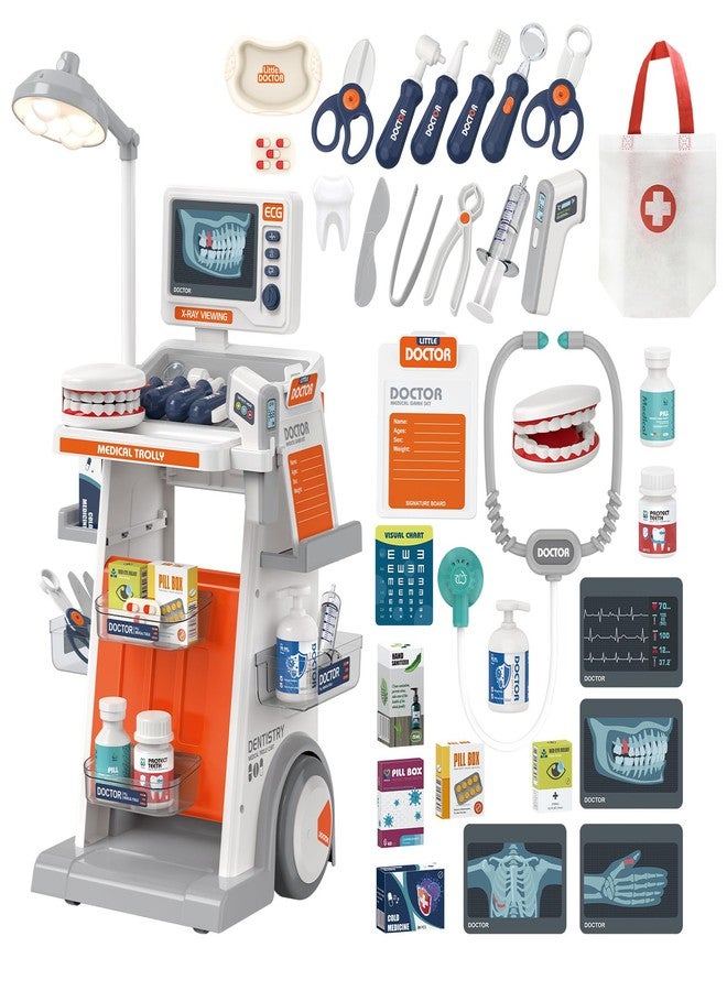 RedCrab Doctor Kit for Kids,32PCS Kids Doctors Play Set with Medical Cart,Stethoscope, Thermometer and Syringe,Doctor Role Play Toy Gift for Girls Boys 3,4,5,6,7,8+ - Image 1